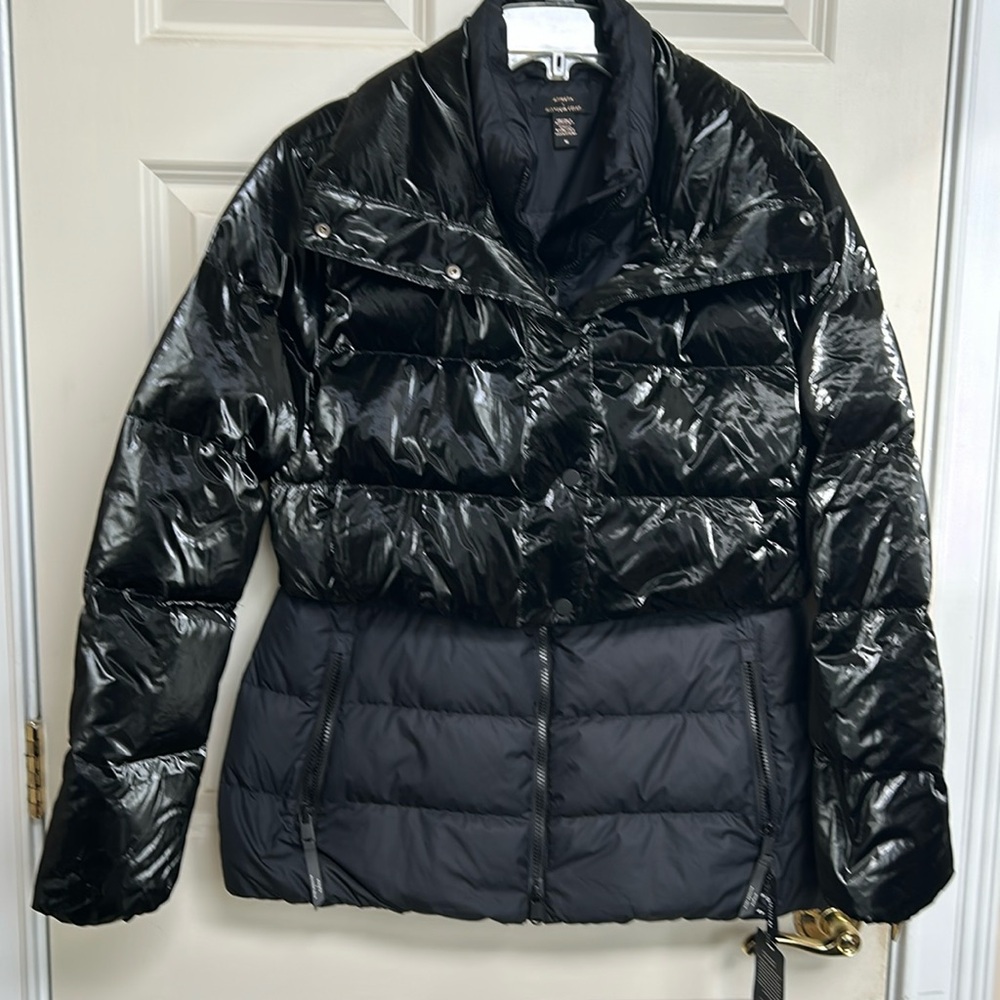 Athleta Allyson Felix Legend Downtown Metallic Black Puffer